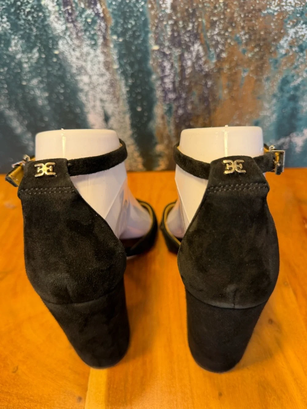 Sam Edelman Classic 2010s Black Suede‎ Block Heel Sandals 7